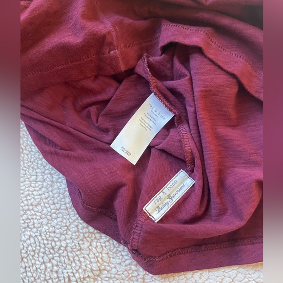 Rag & Bone U Neck Maroon Slub Tee Pima Cotton Short Sleeve Crew Neck Top Sz XS - Picture 8 of 9